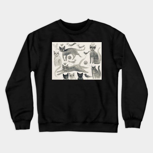 Birds and Cats Crewneck Sweatshirt by karincharlotte